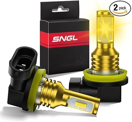 SNGL H11 H8 H16 LED Fog Light Bulb Yellow 3000k H8LL H11LL H16 Type 2 LED Bulbs DRL High Power 3600LM Plug-and-Play (Pack of 2)