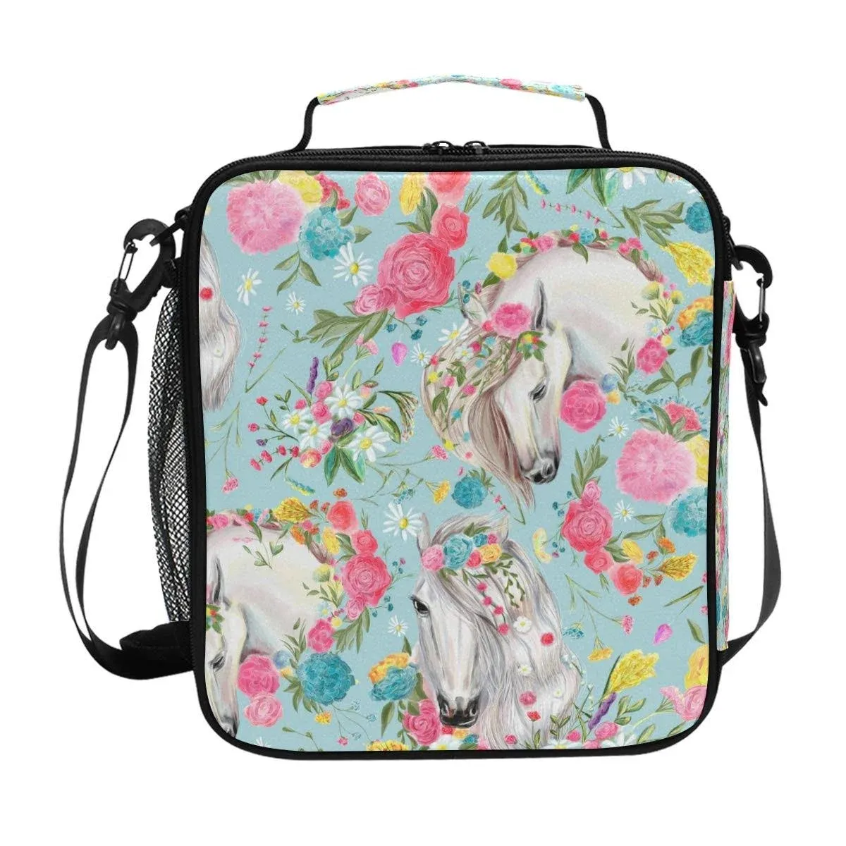 Lunch Box For Girls Horse And Flower Lunch Bag Insulated Lunch Boxes Cooler Lunc