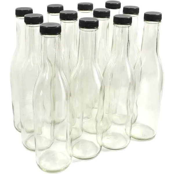 nicebottles Clear Glass Woozy Bottles 12 Oz (Case of 12)