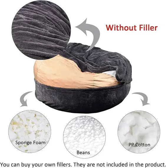 Bean Bag,Big Huge Giant Bean Bag Chair for Adults, (No Filler) Bean Bag Chair for Adults Kids Comfy Fluffy Giant Round Beanbag Lazy Sofa Cover- Machine Washable Covers, Double Stitched Seams