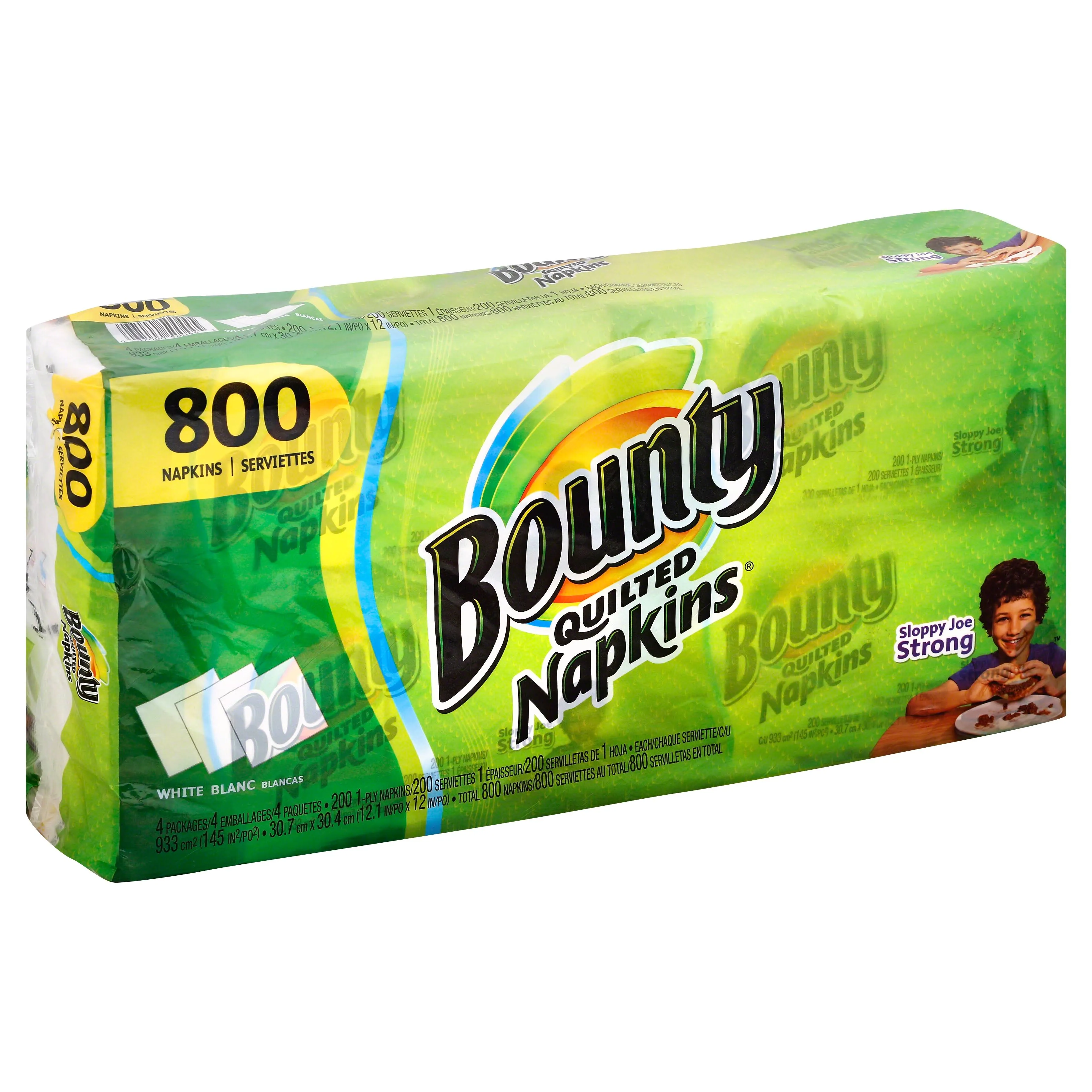 Bounty Napkins, Quilted, White, 1-Ply - 4 packages