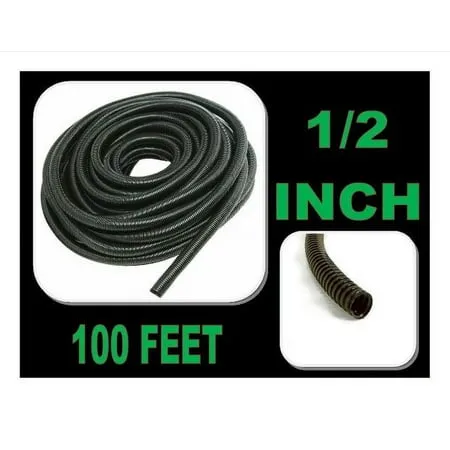 American Terminal Wire Loom Black 100' Feet 3/8" Split Tubing Hose Cover Auto Home Marine