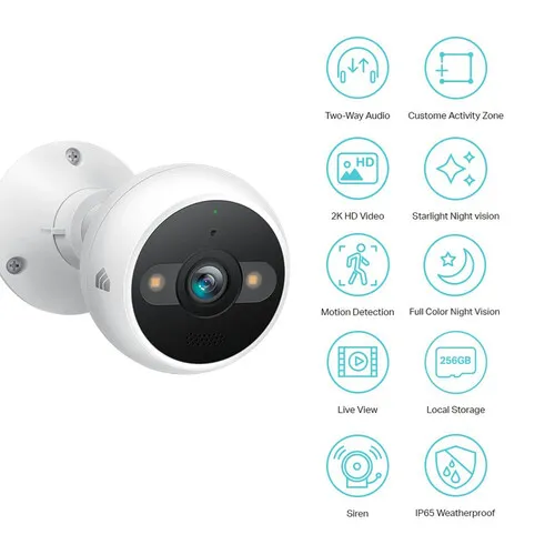 Kasa 4MP 2K Security Camera Outdoor Wired, IP65, Starlight Sensor & 98 Ft Night Vision, Motion/Person Detection, 2-Way Audio w/Siren, Cloud/SD Card Storage, Alexa &Google Assistant Compatible(KC420WS)