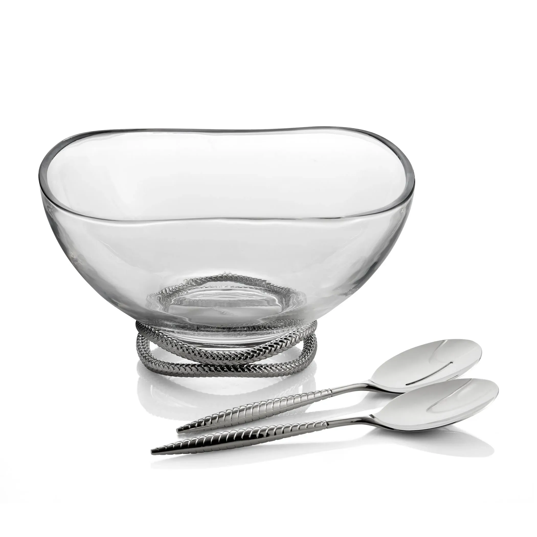 Braid Glass Salad Bowl with Servers