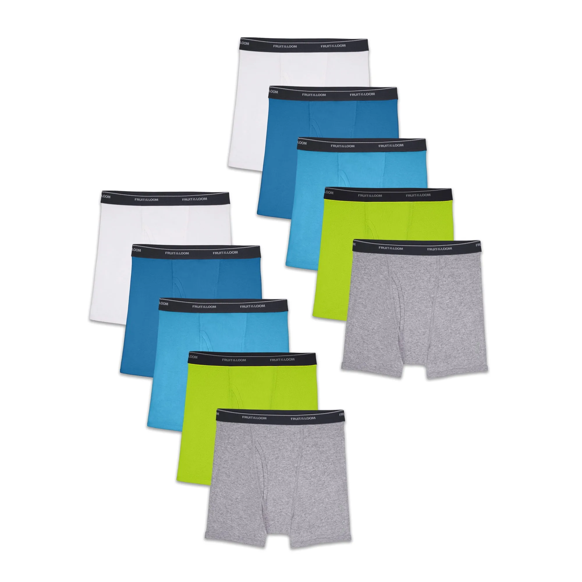 Fruit of The Loom Boys' Cotton Boxer Briefs, 10 Pack, Sizes S-XL