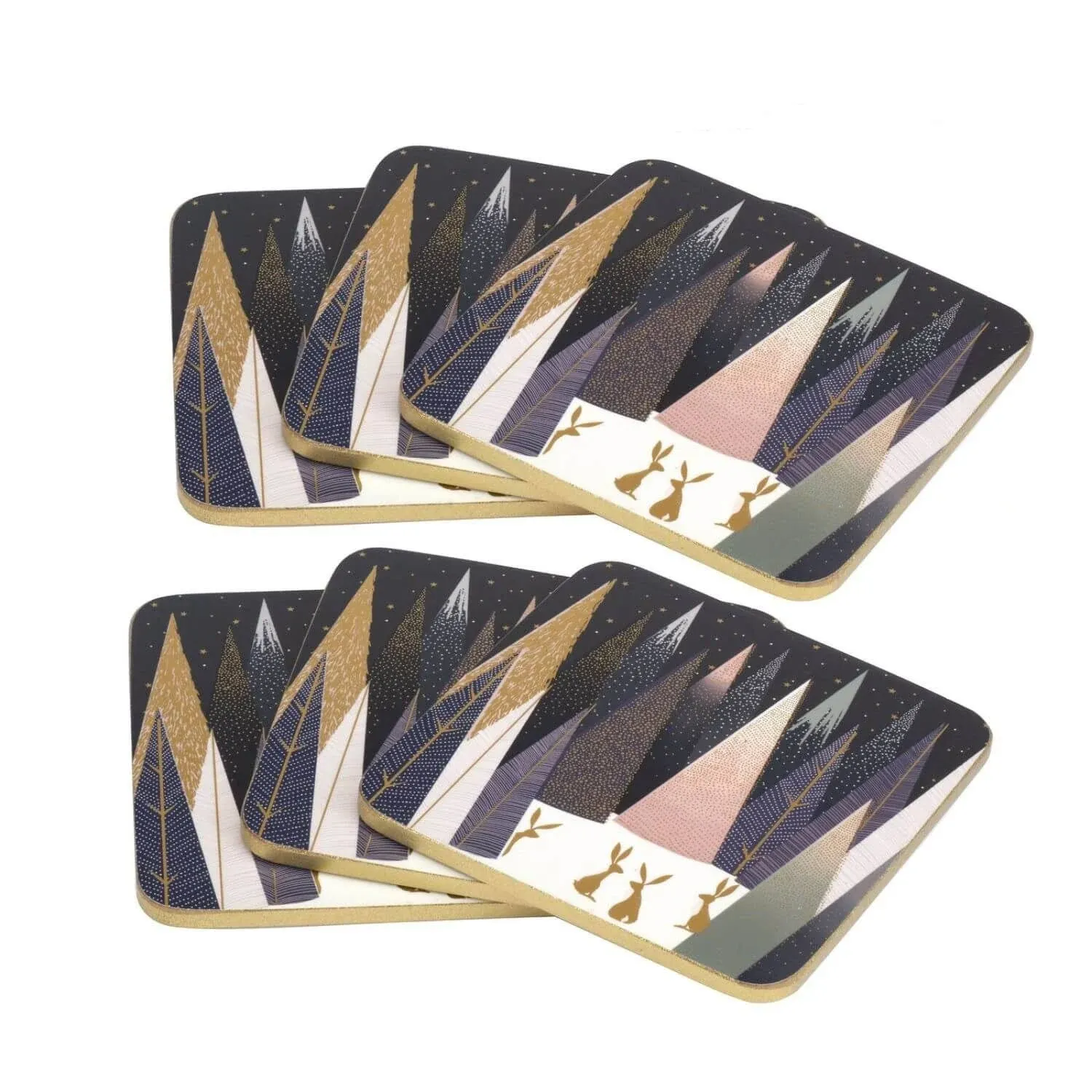 Frosted Pines (Set of 6) Square Corkback Coasters by Portmeirion