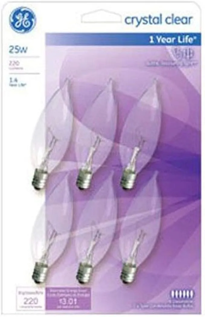 G E Lighting GE 6PK 25W Candle Bulb