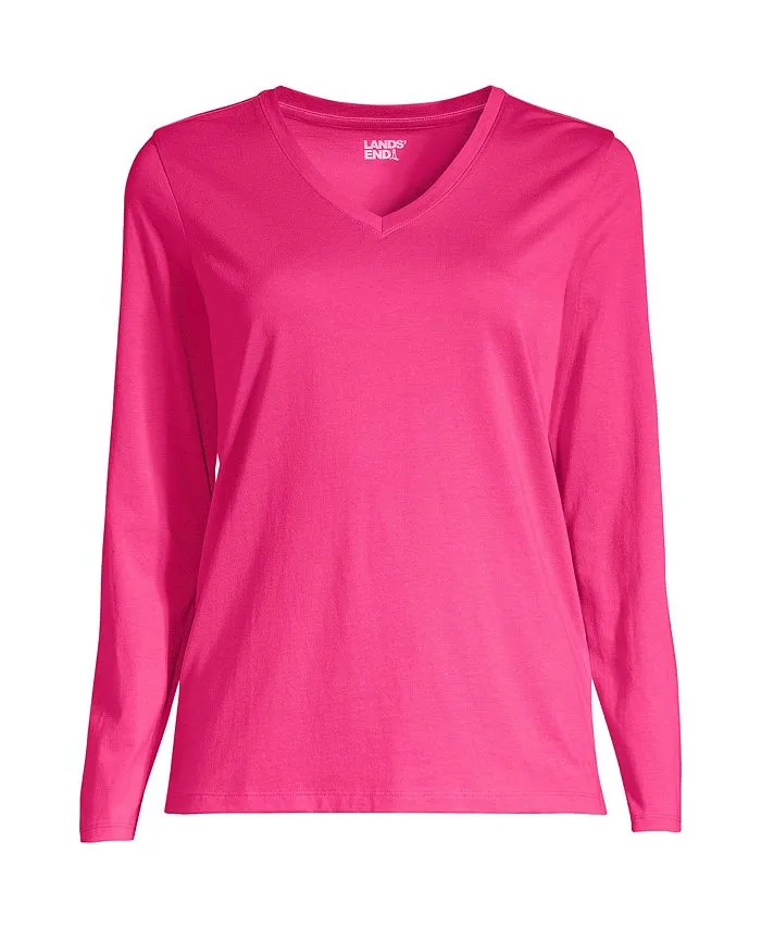 Women's Relaxed Supima Cotton Long Sleeve V-Neck T-Shirt