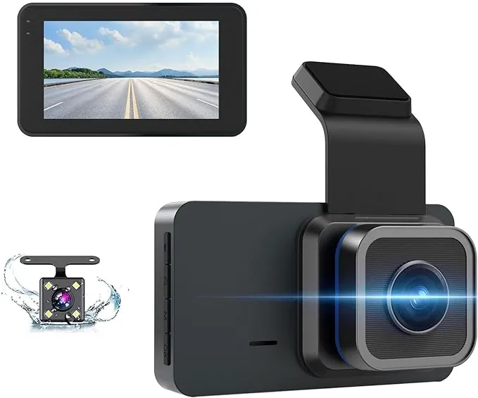 PRUVEEO Dash Cam Front and Rear, 1080P FHD Dash Camera for Cars, 3’’IPS Screen with 170°+140° Wide Angle,Loop Recording,WDR,Night Vision,24H Parking Monitor,Motion Detection