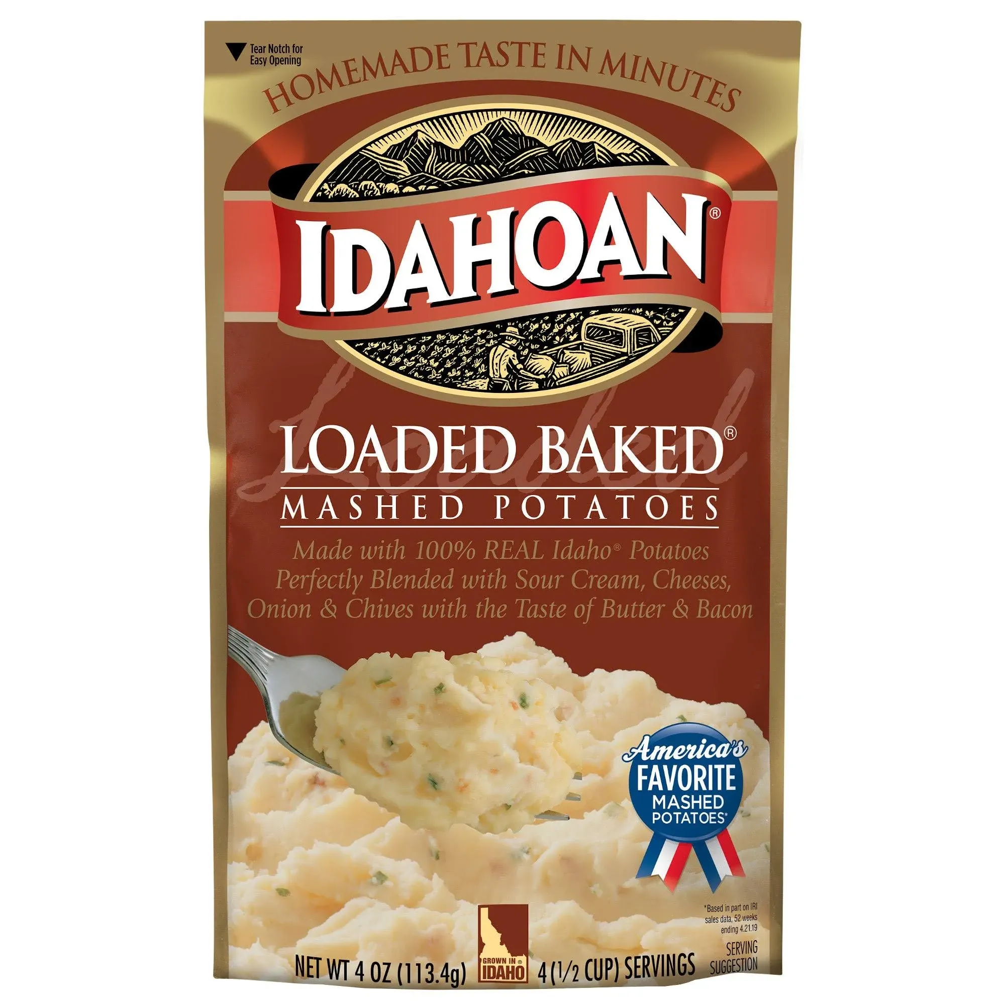 Idahoan Mashed Loaded Baked Potatoes 4oz (Pack of 12)