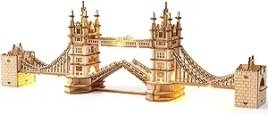 Rolife 3D Wooden Puzzles DIY London Tower Bridge Craft Model Kits for Adults to Build Birthday Gfit for Friends and Family