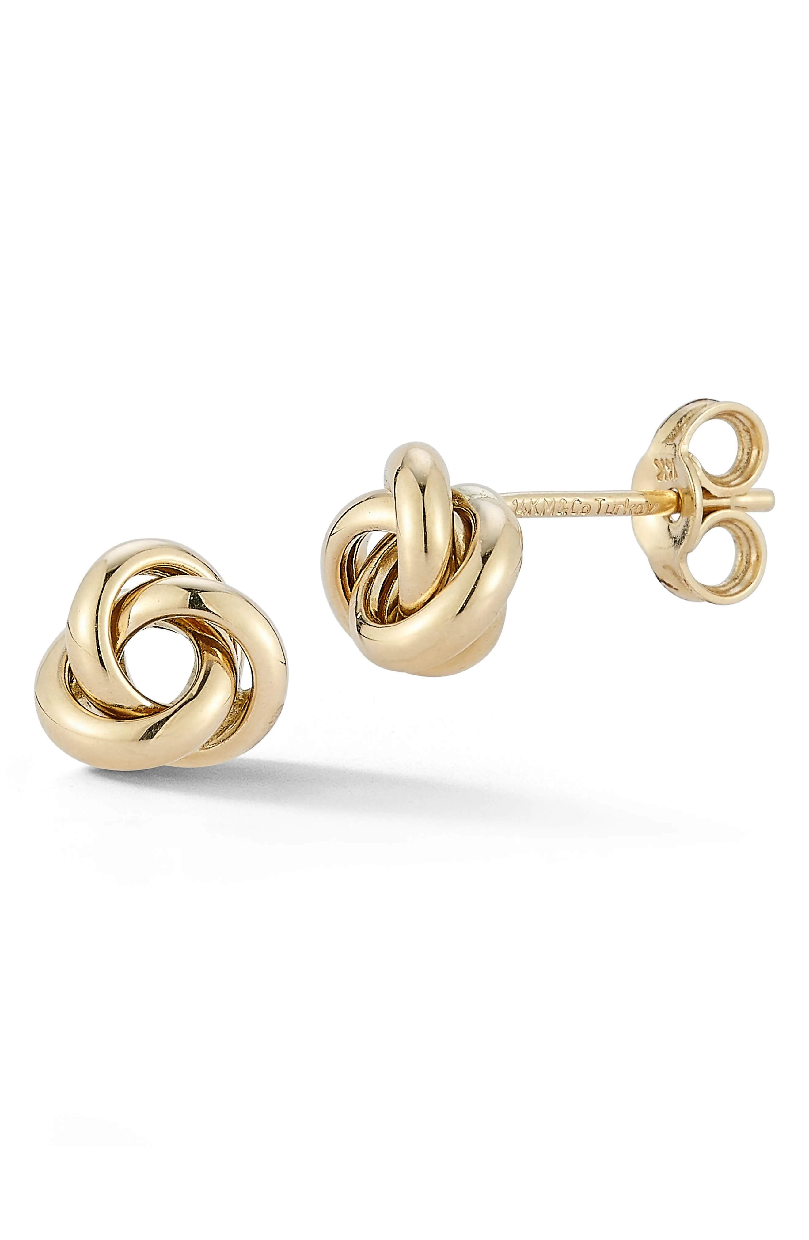 14K Yellow Gold Love Knot Stud Earrings