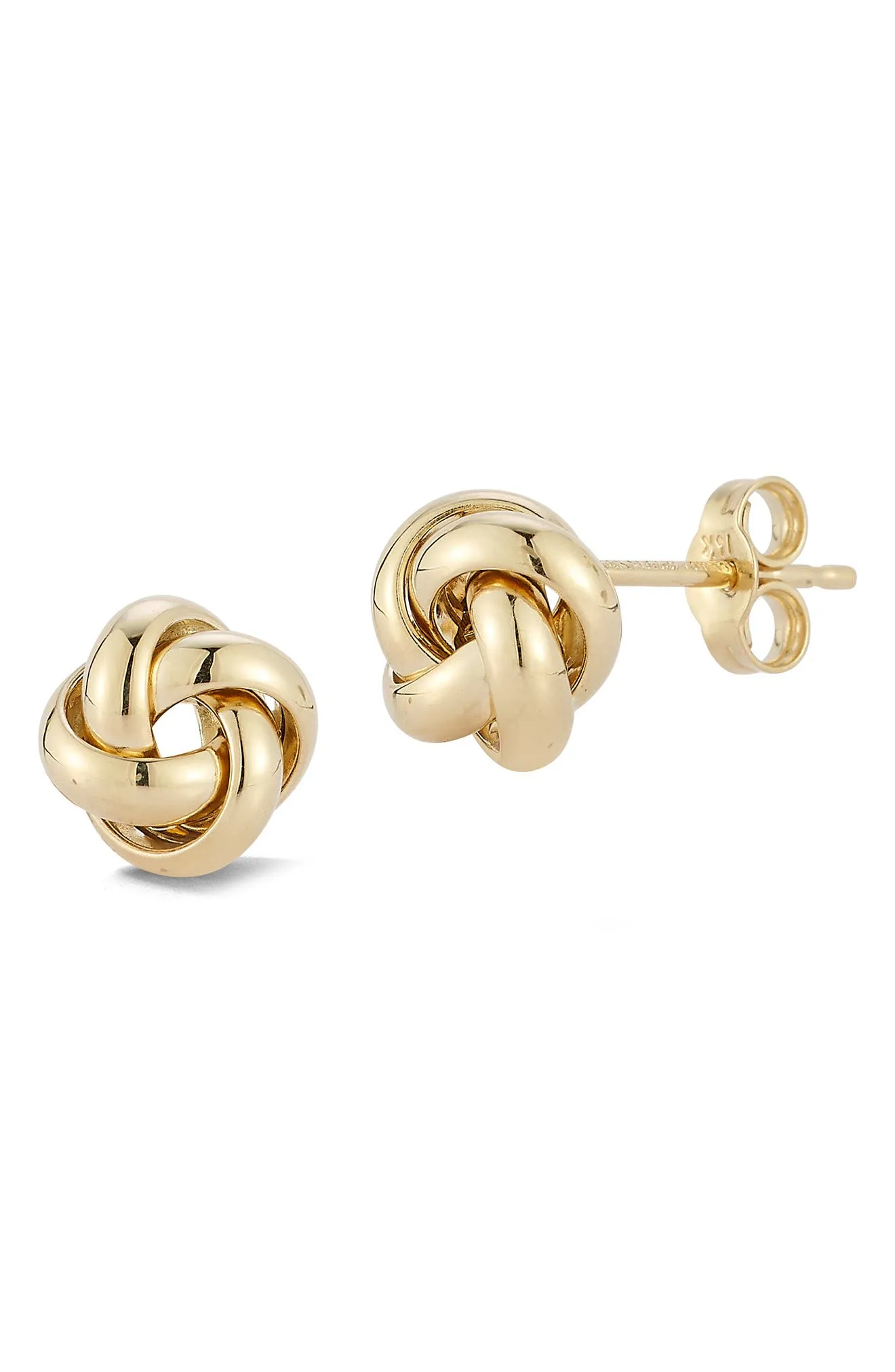 14K Yellow Gold Love Knot Stud Earrings