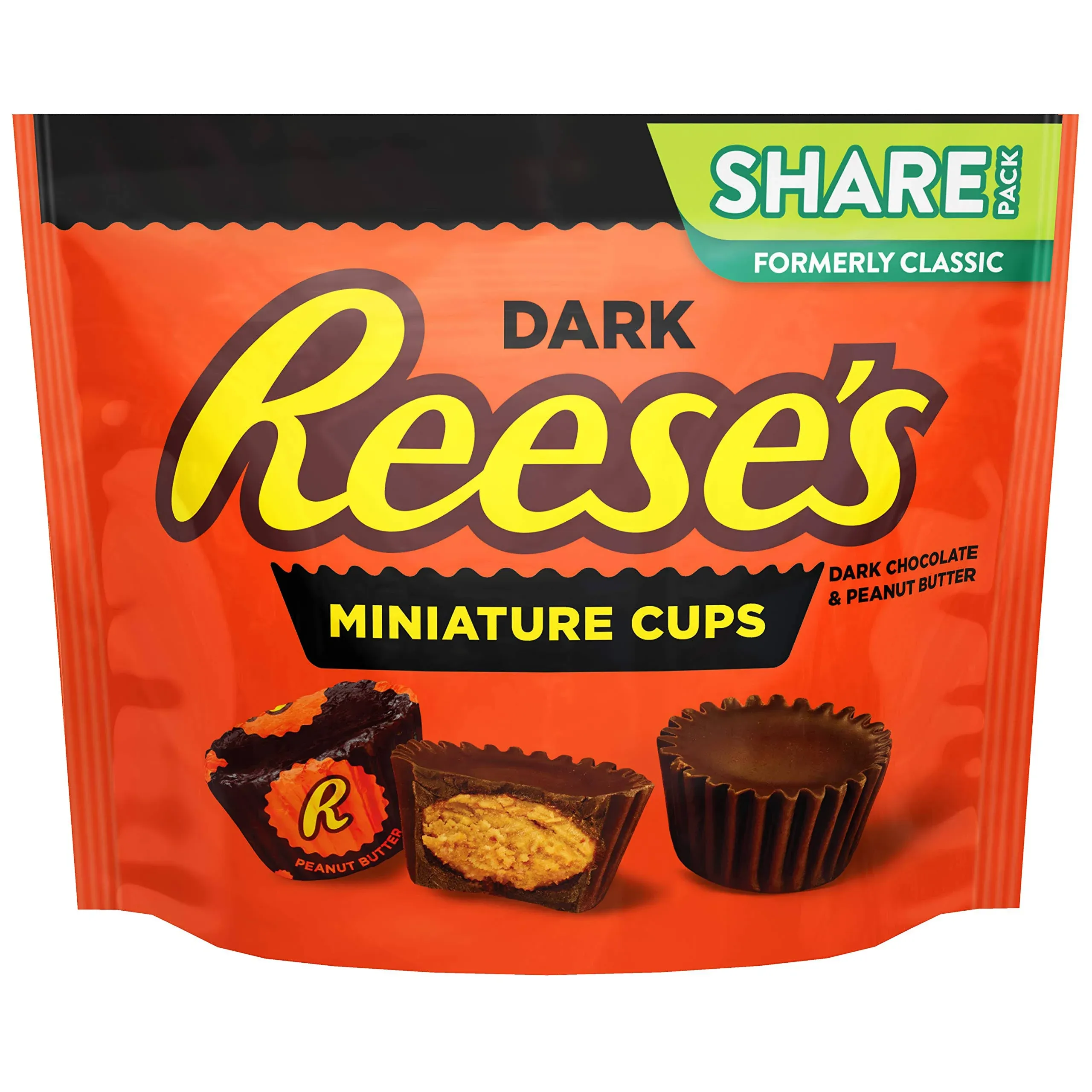 Reeses Share Pack Miniatures Dark Chocolate Peanut Butter Cup - Stand Up Bag, 10.2 Ounce -- 8 per case