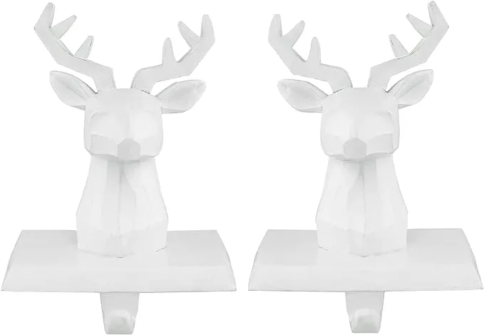 Northlight Set of 2 White Reindeer Head Christmas Stocking Holders