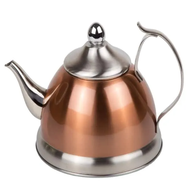 Creative Home Nobili-Tea 1.0 Quart Stainless Steel Tea Kettle Teapot with Removable Infuser Basket, Copper Color