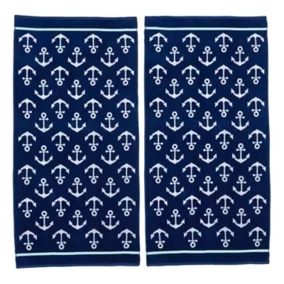 Market & Place Cotton Jacquard Printed Beach Towel Set Of 2