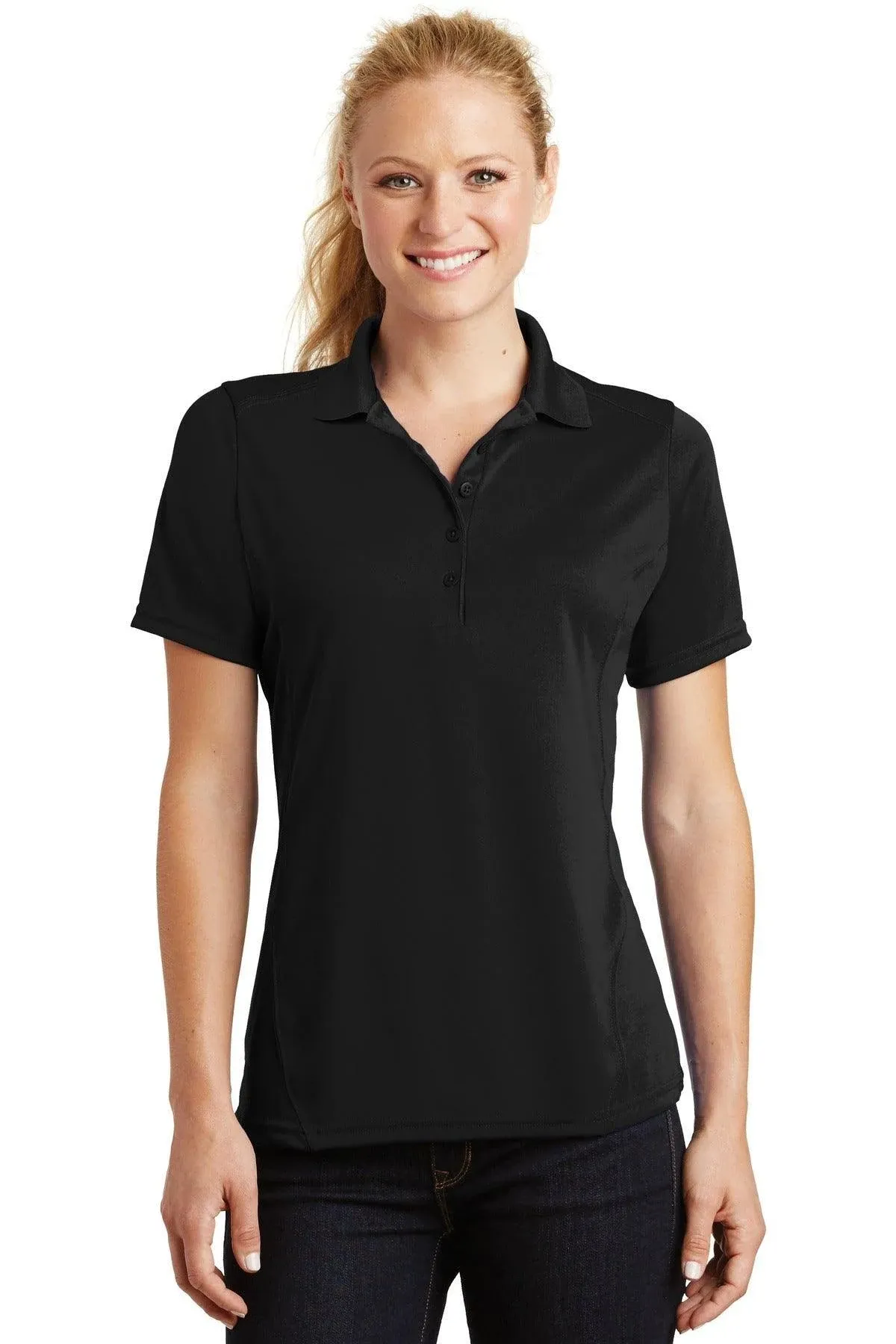 Port Authority L562 Ladies Silk Touch 3/4-Sleeve Polo - Black - S