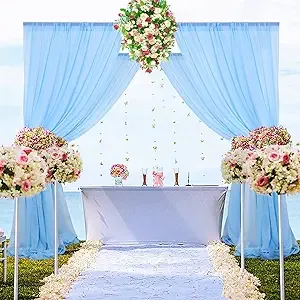 DUOBAO Chiffon Backdrop Curtain Gold Chiffon Fabric Drapes for Wedding Ceremony Chiffon Voile Backdrop Curtains 2 Panels 29'' x 84'' Photography Backdrop Drapes Party Stage Backdrop (29''x84''x2pcs)