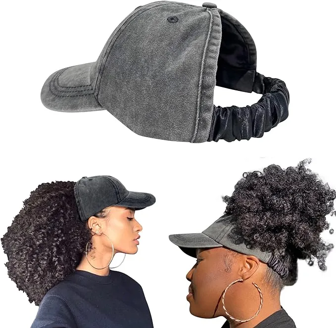 CurlCap Natural Hair Backless Cap - Satin Lined Baseball Hat for Women