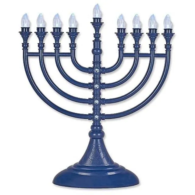 Traditional Black LED Electric Hanukkah Menorah, Plastic