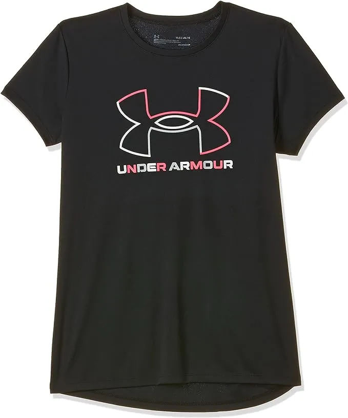 Under Armour Big Girl Black Tech Big Logo Short Sleeve Loose Fit Tee T-Shirt YXS