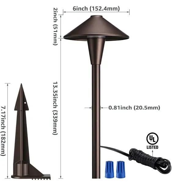 5W 3CCT Low Voltage Landscape Pathway Lights, 3000K/4000K/5000K - 12PACK