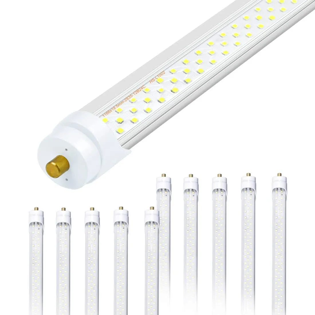 8ft Led Bulbs, T8 8 Foot Led Bulb for T12 Fluorescent Replacement, 72W 9000lm 8' Led Tubes 96" FA8 Single Pin, Three Rows of lamp Beads, 5000K led Tube Light (10Pack)