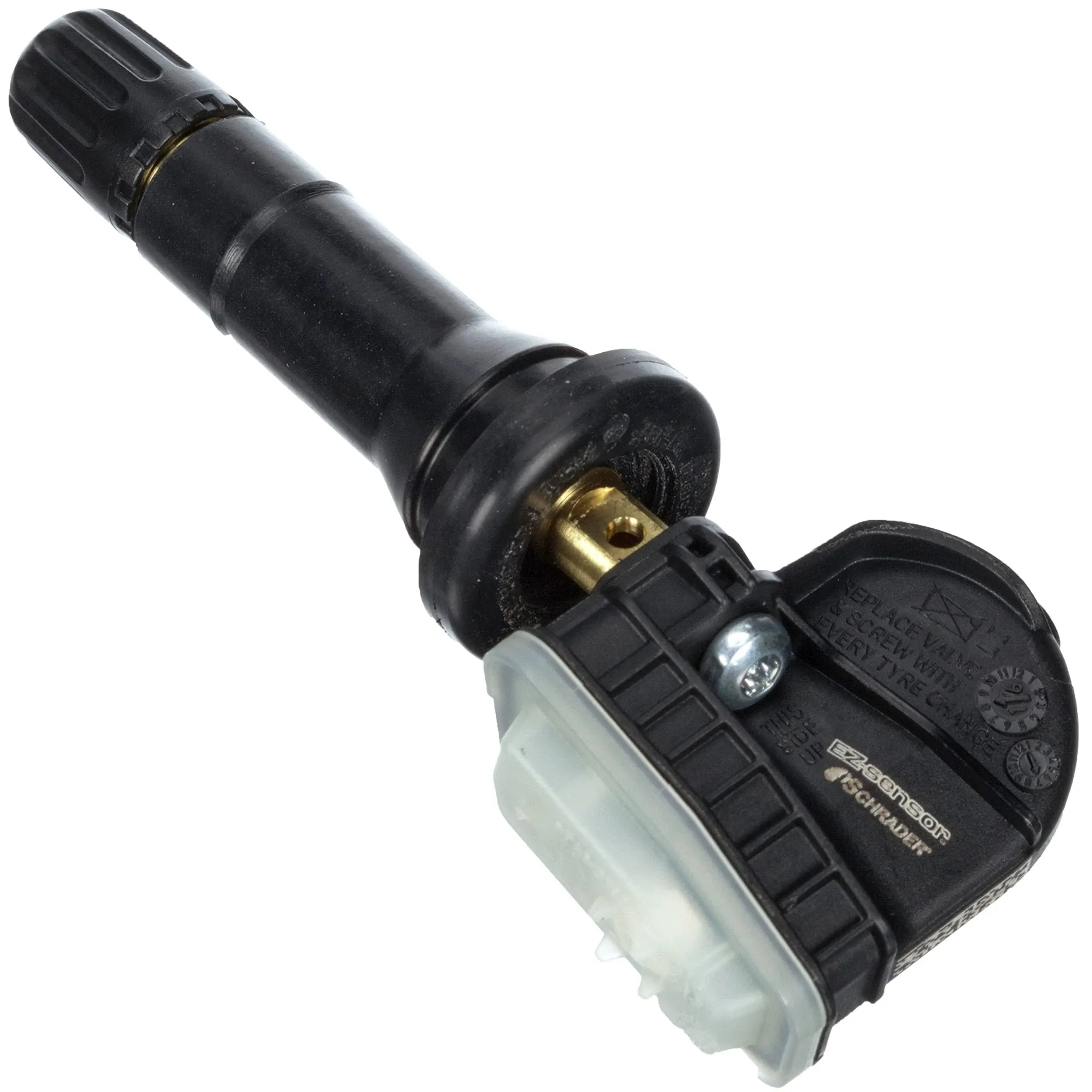 Schrader 33500 EZ-Sensor Single SKU (314.9 MHz, 315 MHz, and 433 MHz) Programmable Snap-in Fixed Angle Valve Tire Pressure Monitoring Sensor (TPMS), Requires Programming Before Installation