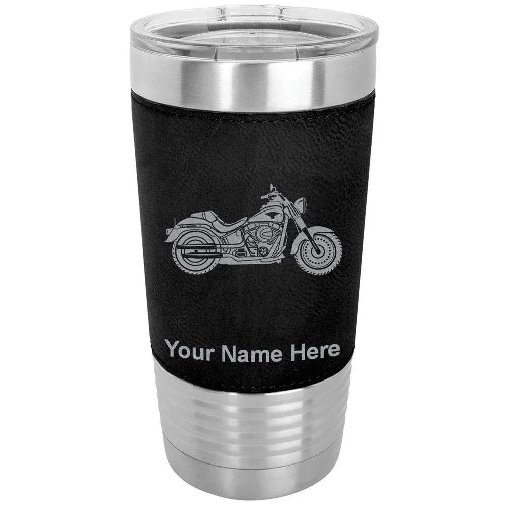 LaserGram 20oz Vacuum Insulated Tumbler Mug, Motorcycle, Personalized Engraving ...