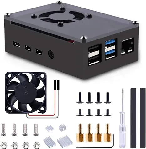 GeeekPi Case for Raspberry Pi 4, Pi 4 Aluminum Case with Fan, Pi 4 Aluminum Heatsink for Raspberry Pi 4 Model B