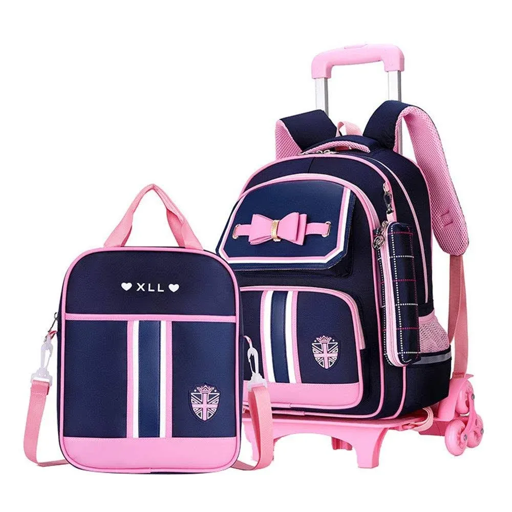 MITOWERMI Rolling Backpack for Girls Cute Trolley Bags Primary School Bookbags ...