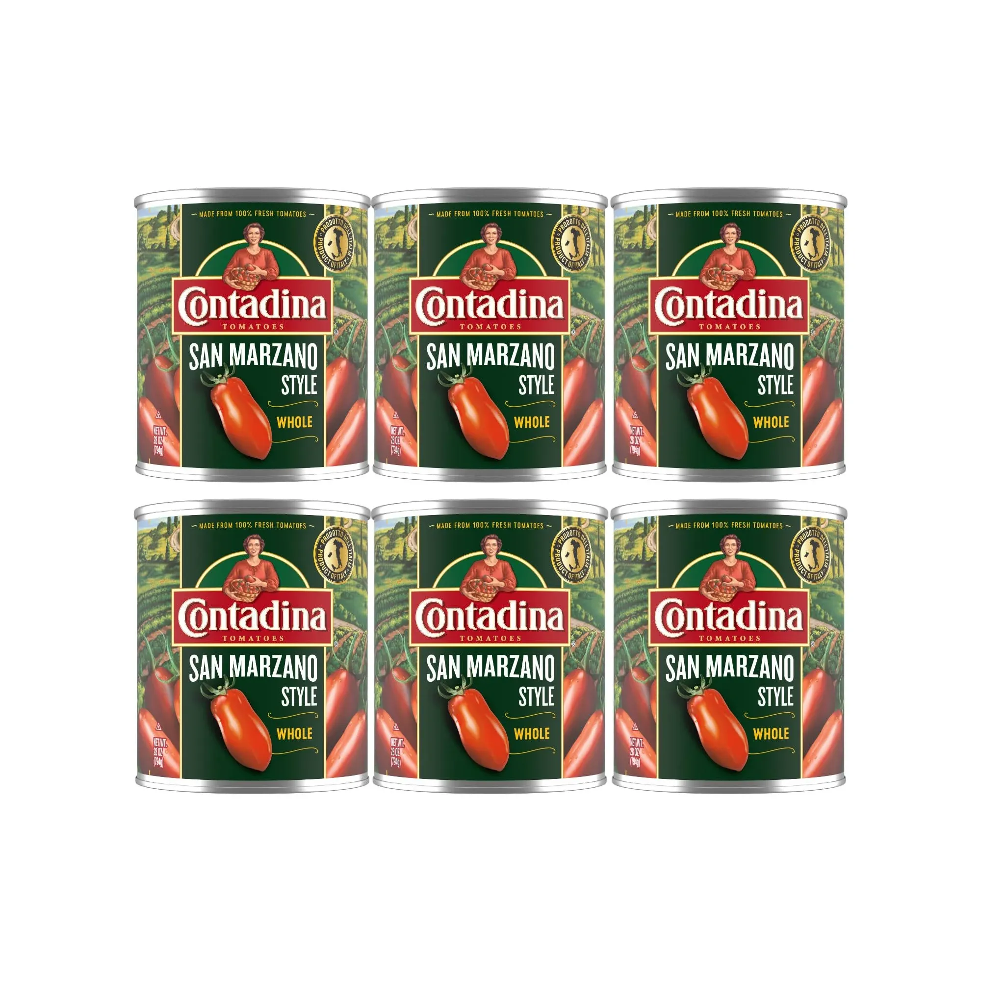 Contadina San Marzano Style Whole Tomatoes, 28 oz (Pack of 6 cans)