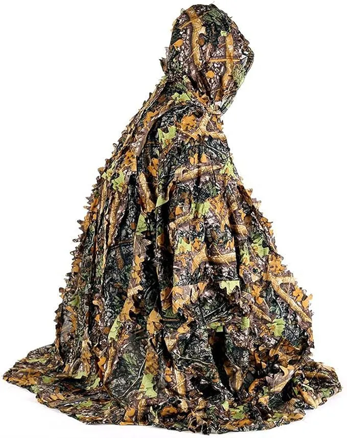 AUSCAMOTEK Ghillie Suit for Men Gilly Suit for Hunting Halloween Costume Airsoft Paintball Hood Rifle Wrap Included - XL/XXL Dry Grass