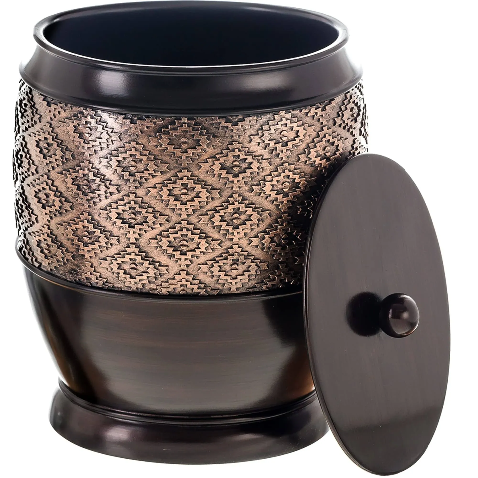 Dublin Bathroom Waste Basket With Lid, Brown