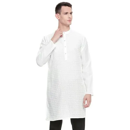 In-Sattva Men's Indian Mandarin Collar Handcrafted Fine Embroidered Kurta Tunic