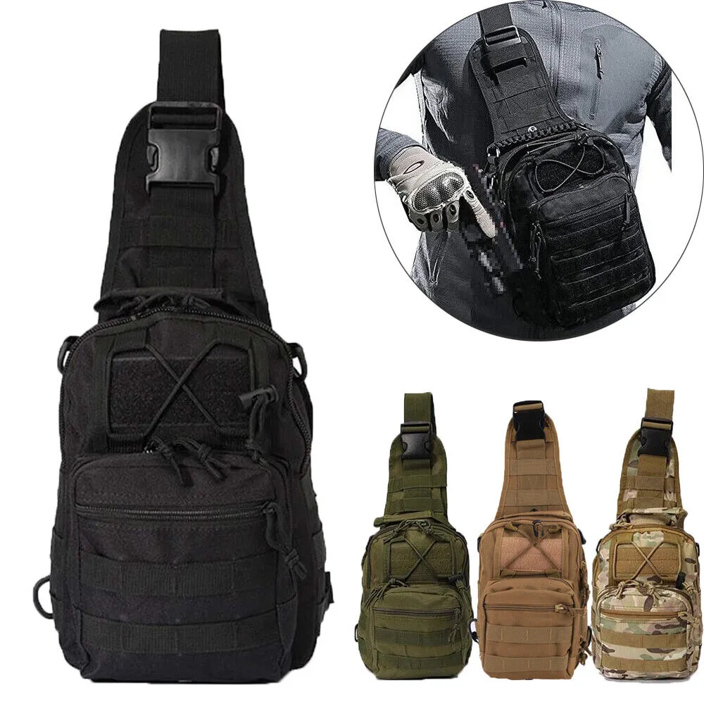 Tactical Sling Bag Molle Shoulder Chest Backpack Concealed Carry Pistol Gun Bag