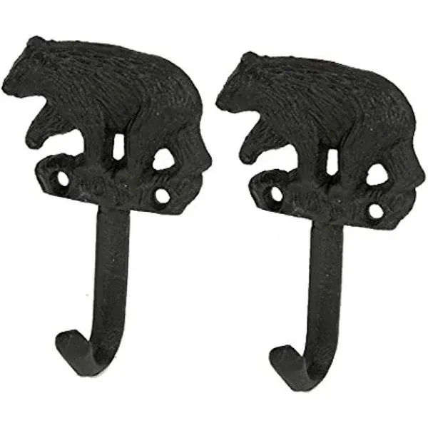 Set of 2 Black Bear Decor Cast Iron Wall Hooks, Coat Hooks, Towel Hooks - Farmhouse - Planter Hardware And Accessories - by Imtinanz, LLC | Houzz