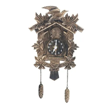 Miumaeov Vintage Cuckoo Wall Clock Swing Silent Quartz Battery Operated Decorative Cuckoo Clocks Hanging Wall-Mounted Clock for Home Living Room Bedroom Study Room Antique Brown