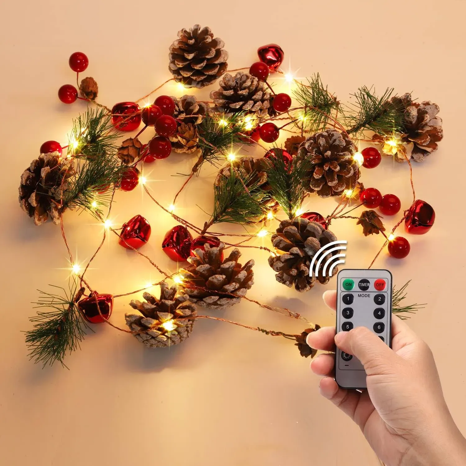 Christmas Decorations, Christmas Pine Cone lights, Pine Cone light string Christmas Decorations Indoor Christmas Garland with Lights Christmas Tree Indoor Home Dec (3 Meters-With remote control)