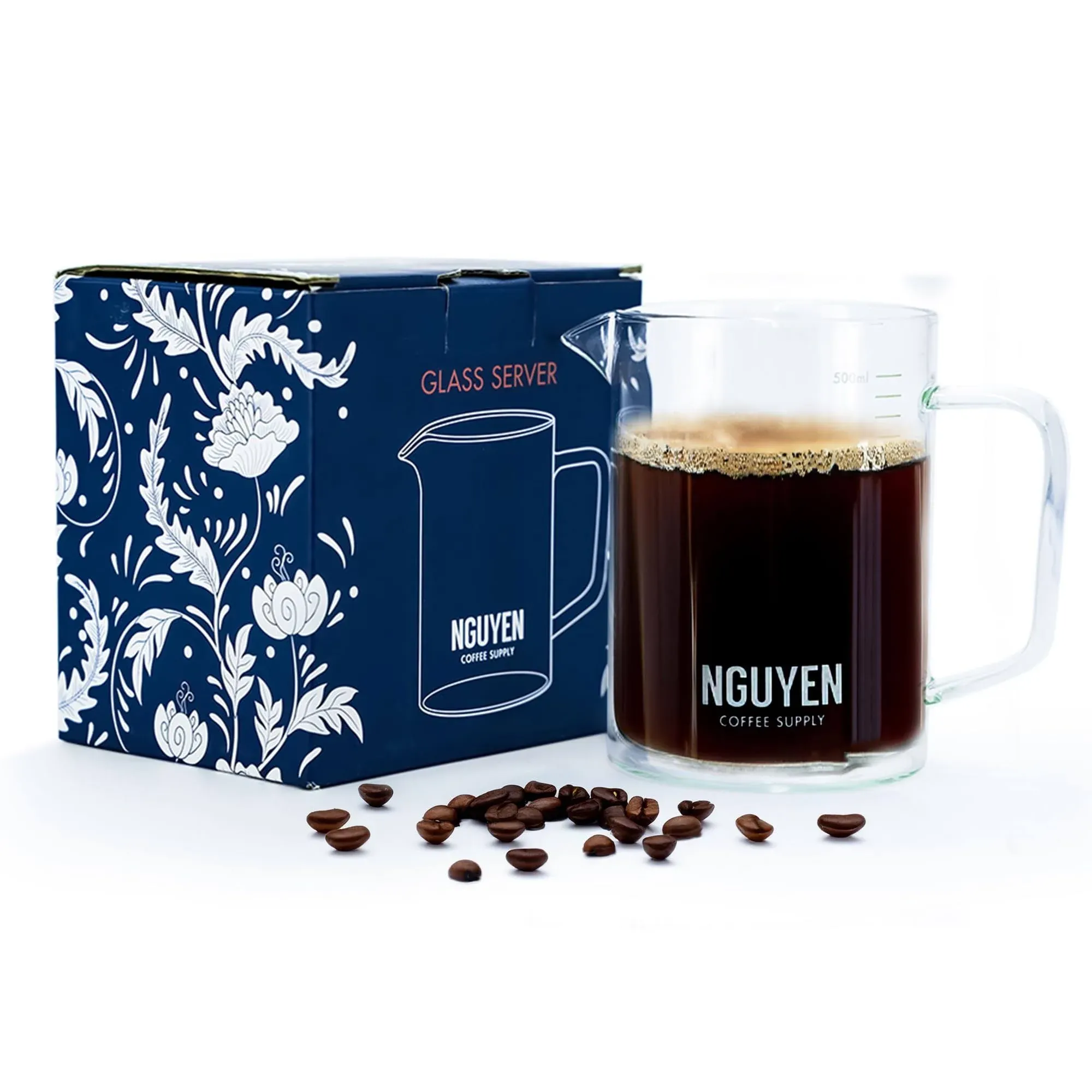 NGUYEN COFFEE SUPPLY - Glass Coffee Server, Microwave and Dishwasher Safe, Ideal Gift, 500ML, Clear [Set of 1]