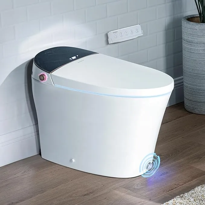 Casta Diva Smart Toilet with Built in Bidet, Auto Open/Close Lid, Foot Kick Flush, Off-Seat Auto Flush, Blackout Flush, Digital Display, 1.28GPF Heated Toilet with Customized Back Cover(CD-Y010S)Casta Diva Smart Toilet with Built in Bidet, Auto Open/Cl…