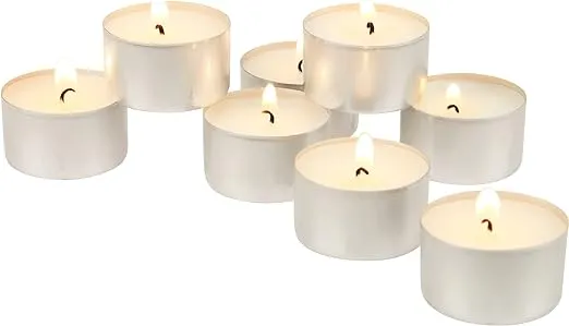 Stonebriar Unscented Long Burning Tea Light Candles with 8 Hour Burn Time, 50 Pack, White