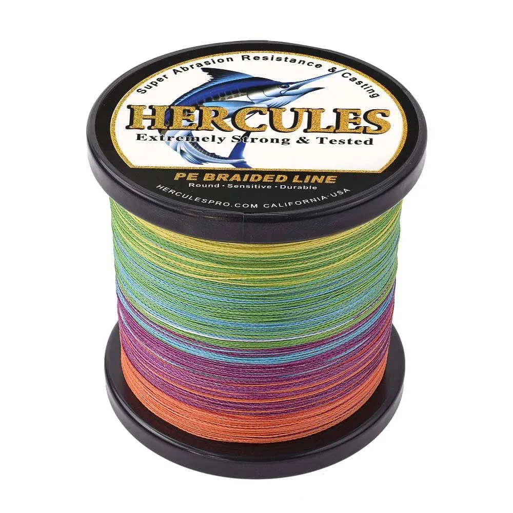 Hercules Braided Fishing Line 1000m 1094yds 6lbs 100lbs PE 4 Strands (multicolor ...