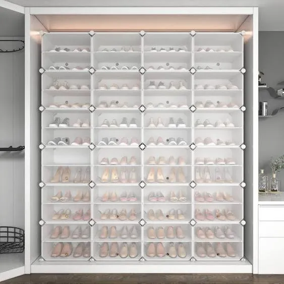 ROJASOP Shoe Storage Cabinet, 12-Tier Organizer 96 Pairs 96 Pairs, White 