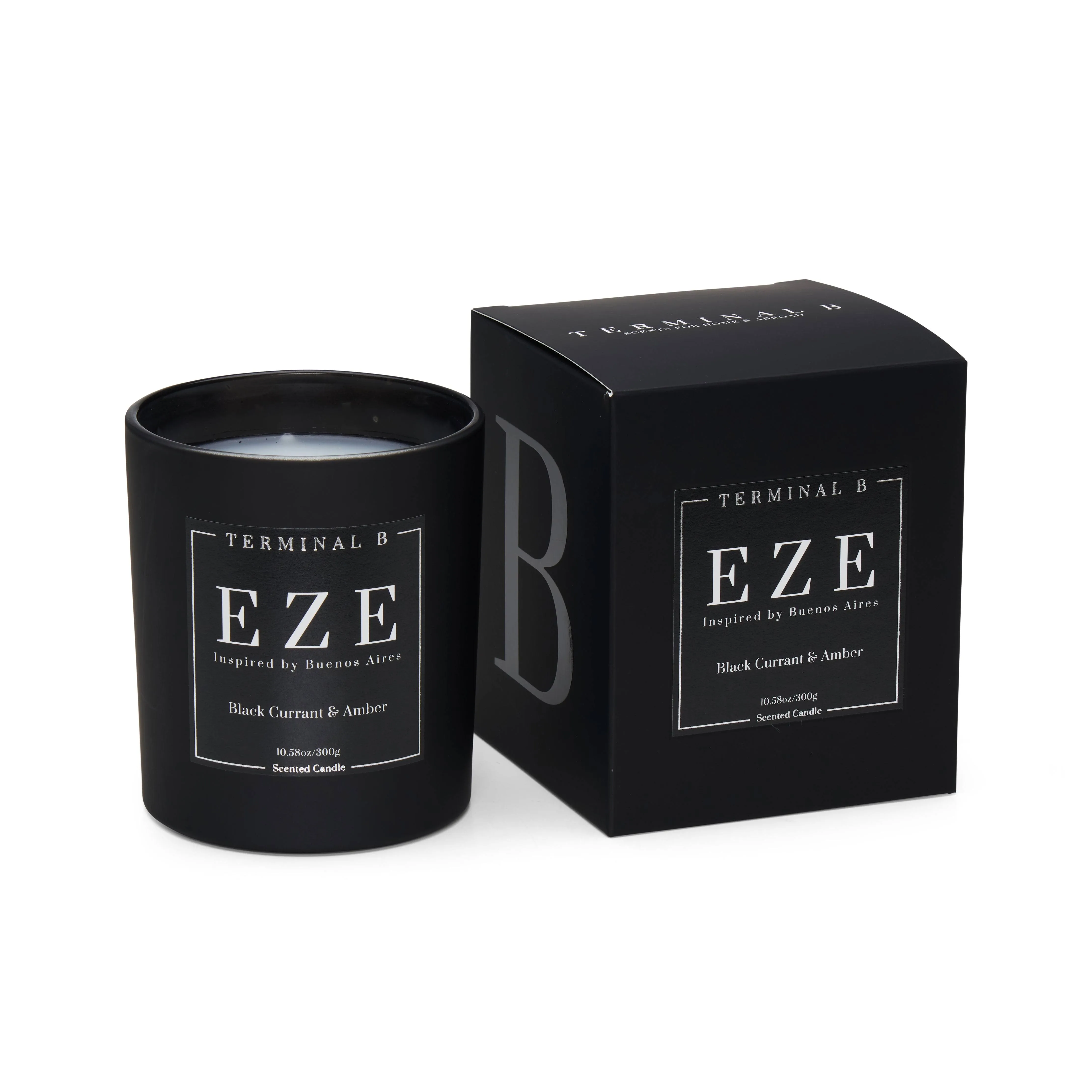 TERMINAL B Luxury Scented Candle, EZE - Buenos Aires: Black Currant &amp; Amber, Tra