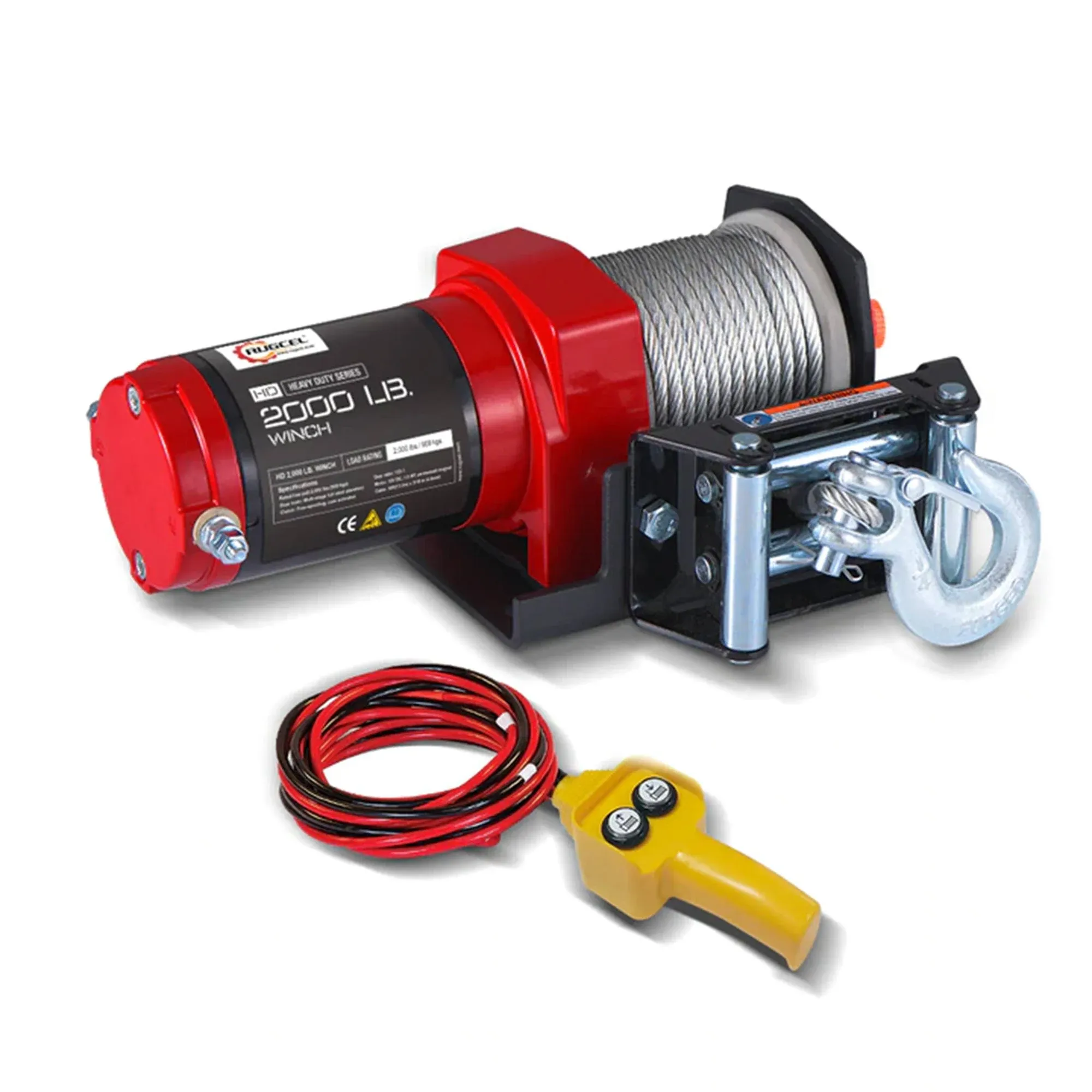 RUGCEL 2000 Pound 1 HP Electric Winch with Wire Rope, Switch, & Winch Stopper