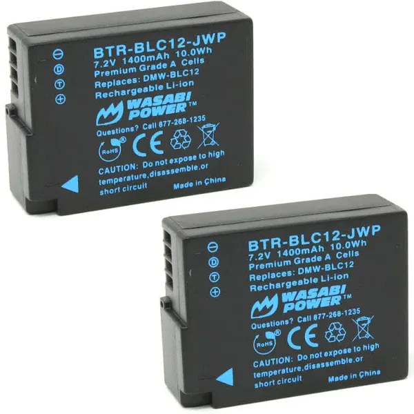 Wasabi Power Battery for Panasonic DMW-BLC12 (2-Pack, Fully Decoded)