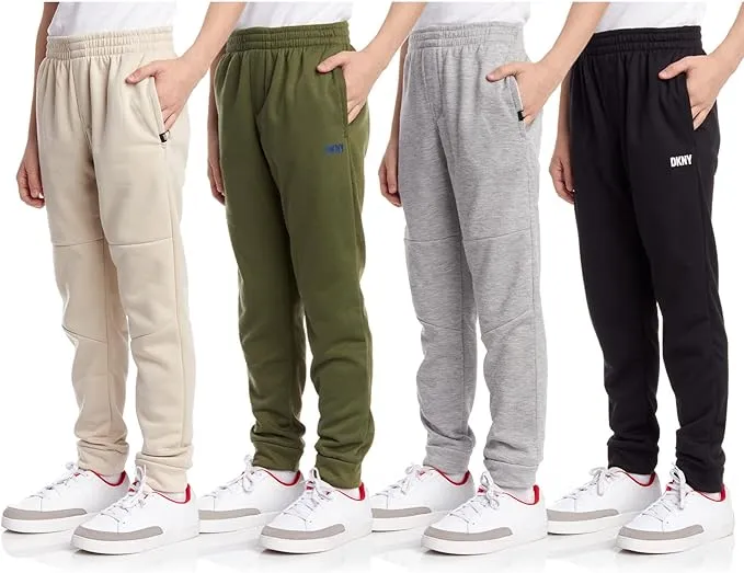 DKNY Boys' Sweatpants - Breathable Active Fleece Jogger Track Pants with Side Pockets - Athletic Sweatpants for Boys (8-12)