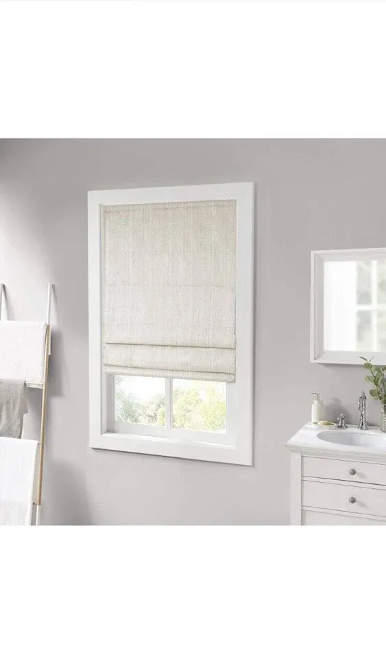 Madison Park Galen Cordless Roman Shades - Fabric Privacy Single Panel Darken...